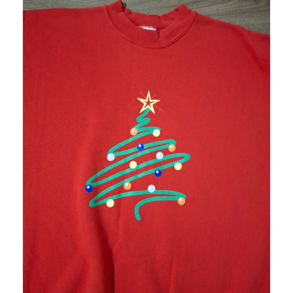 Vintage 80s Hanes Comfortblend Christmas Crewneck Sweatshirt Unisex Large Red - Picture 2 of 5